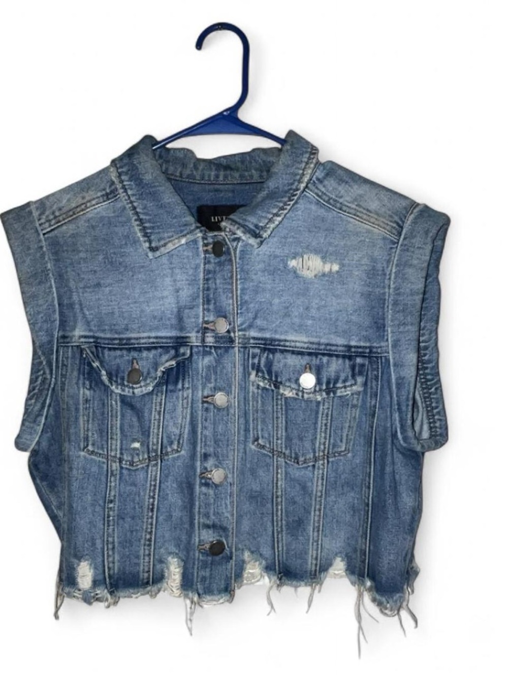 Liverpool Light Blue Distressed Denim Vest